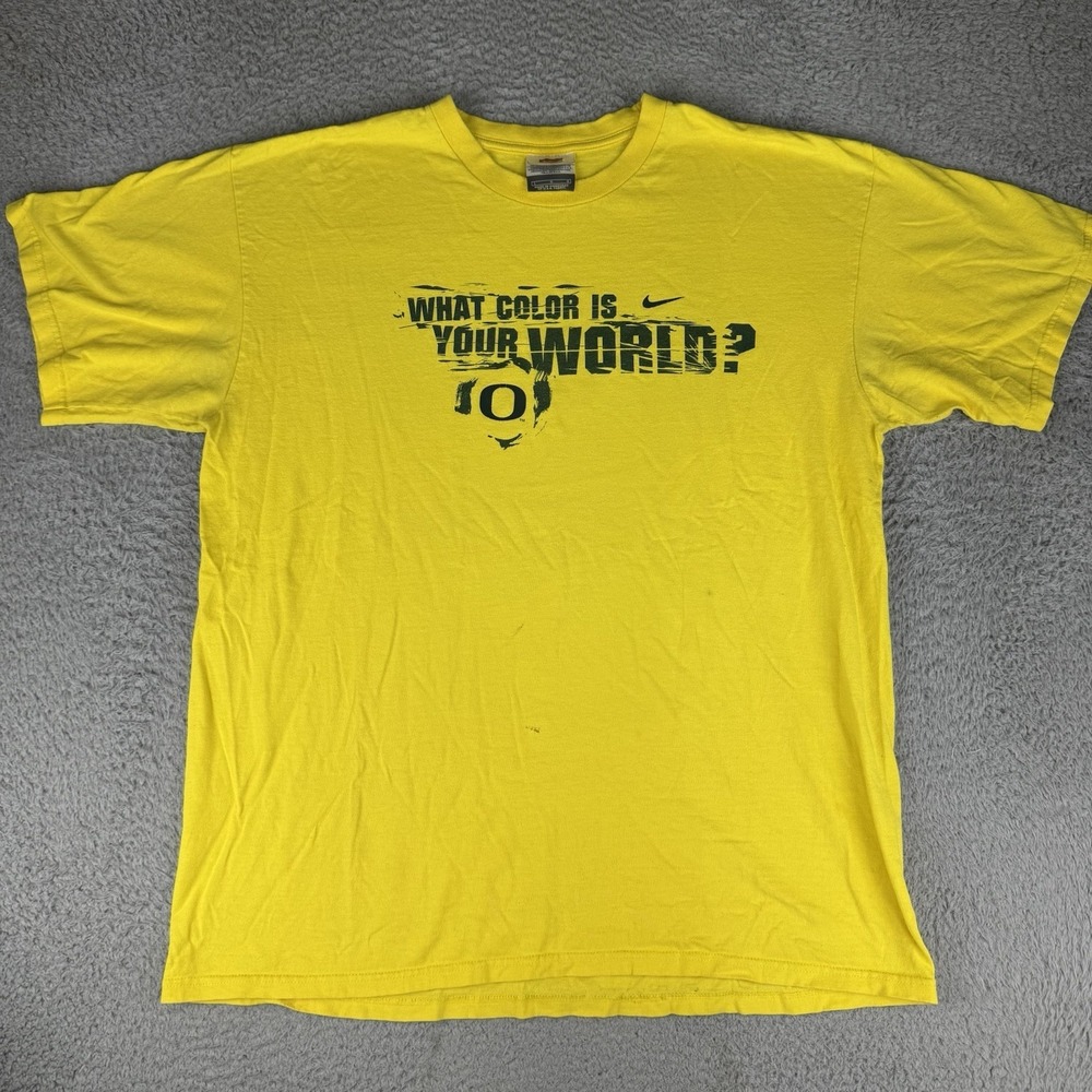 Nike Oregon Ducks Yellow T Shirt Vintage Men's Size Large Y2k Boxy Baggy